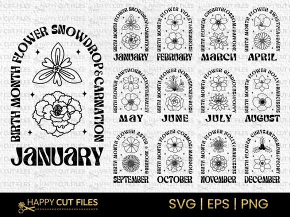 Download Boho Birth Month Flowers Svg Bundle - Premium Resources