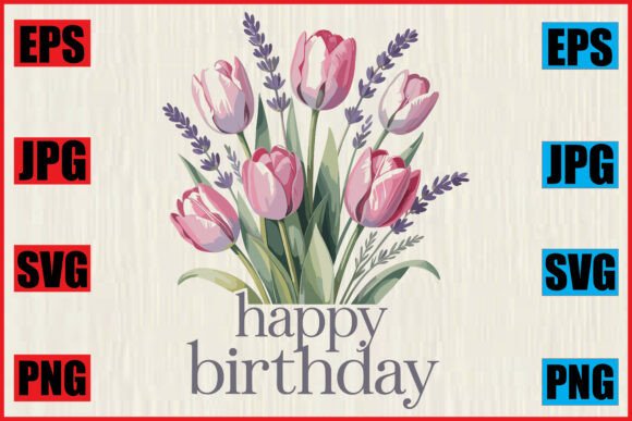Download Pink Tulip Floral Happy Birthday Card - Premium Bundle