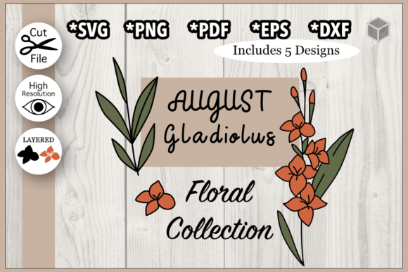 Download August Gladiolus Flower Illustration Set - Premium Resources